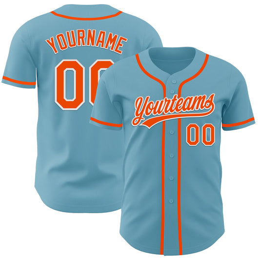 Custom Shadow Blue Orange-White Authentic Baseball Jersey - Main View