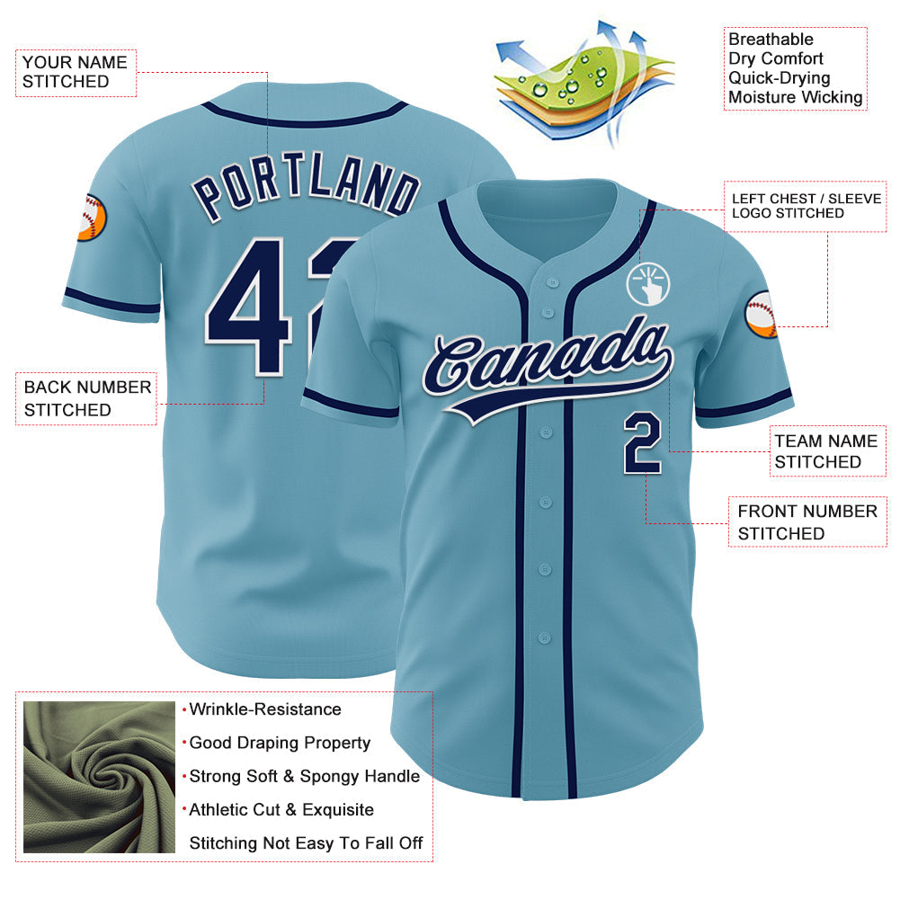 Custom Shadow Blue Navy-White Authentic Baseball Jersey view 3