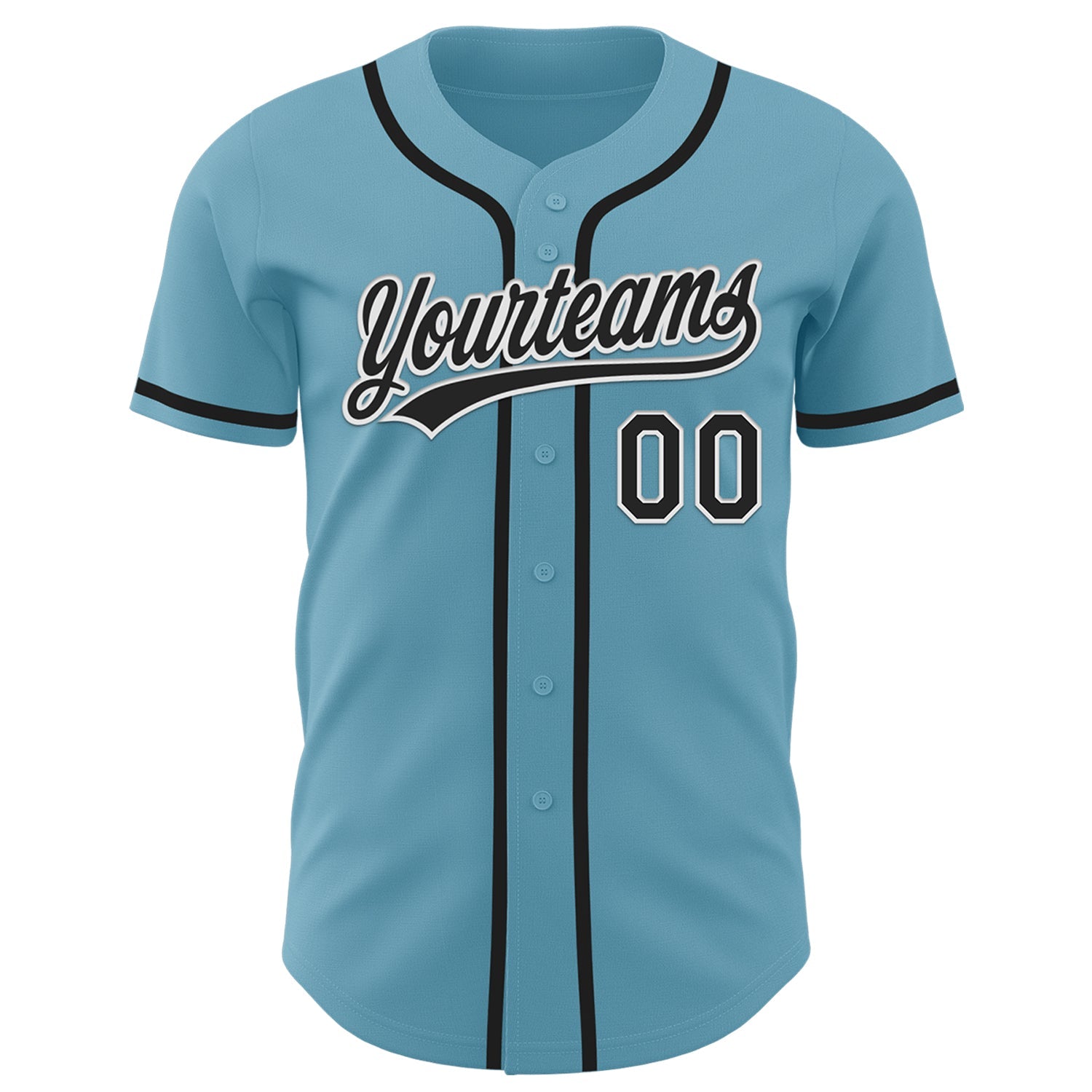 Custom Shadow Blue Black-White Authentic Baseball Jersey view 2