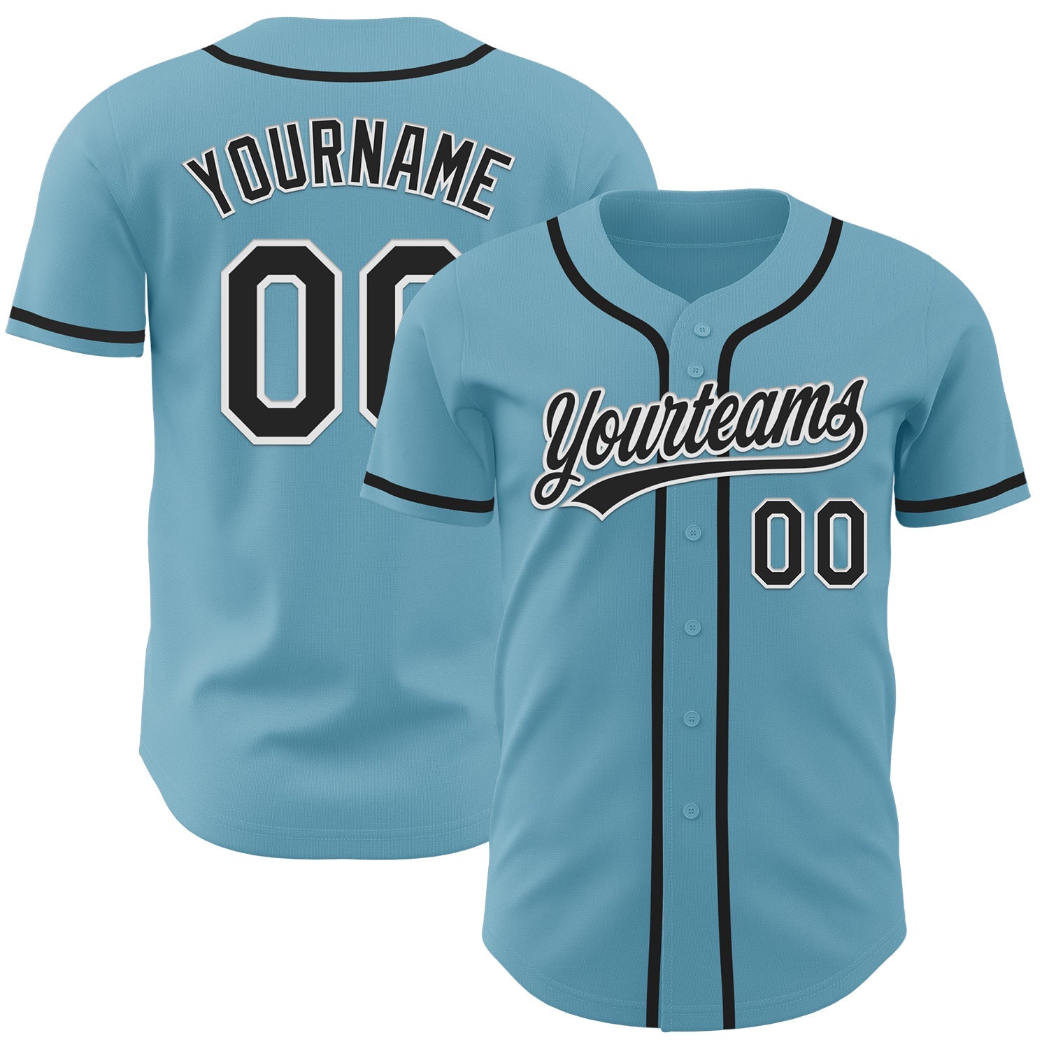 Custom Shadow Blue Black-White Authentic Baseball Jersey - Main View