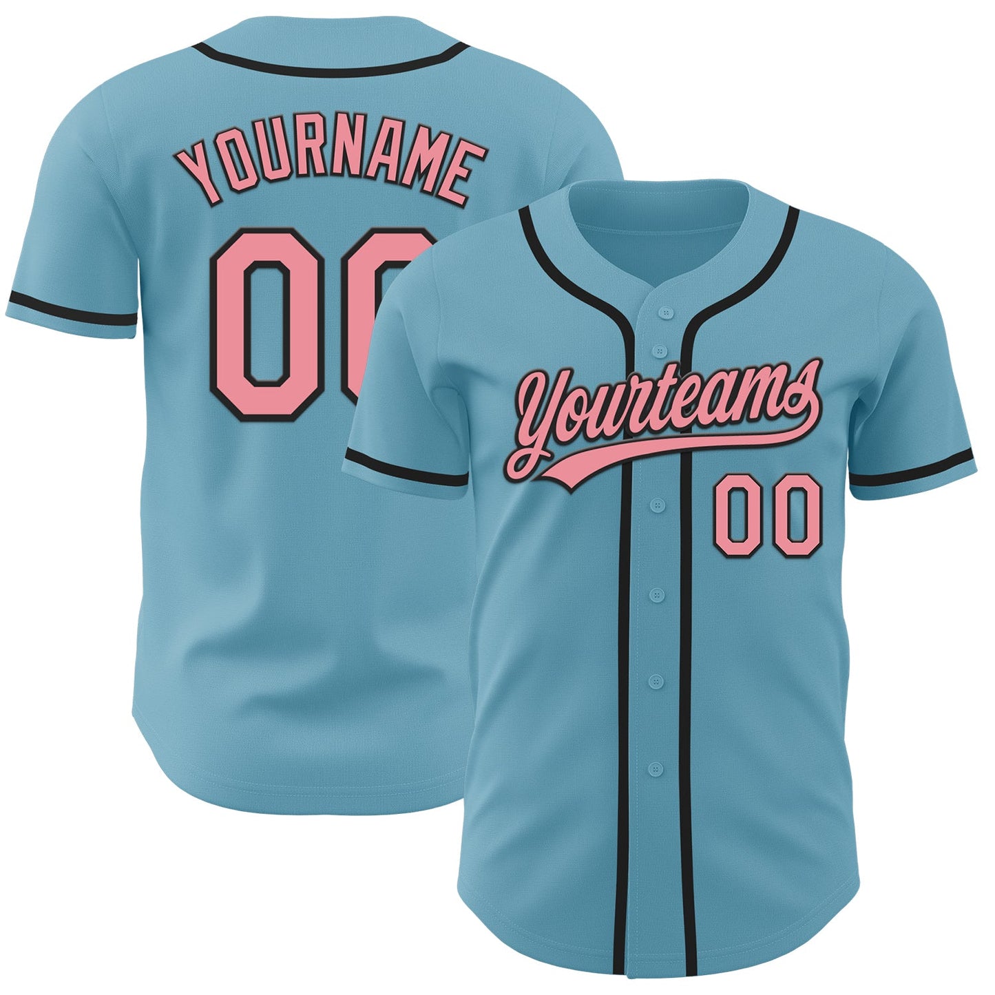 Custom Shadow Blue Medium Pink-Black Authentic Baseball Jersey - Main View