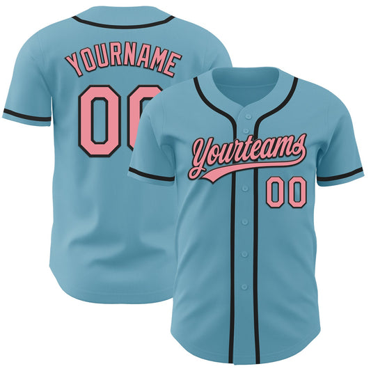 Custom Shadow Blue Medium Pink-Black Authentic Baseball Jersey - Main View