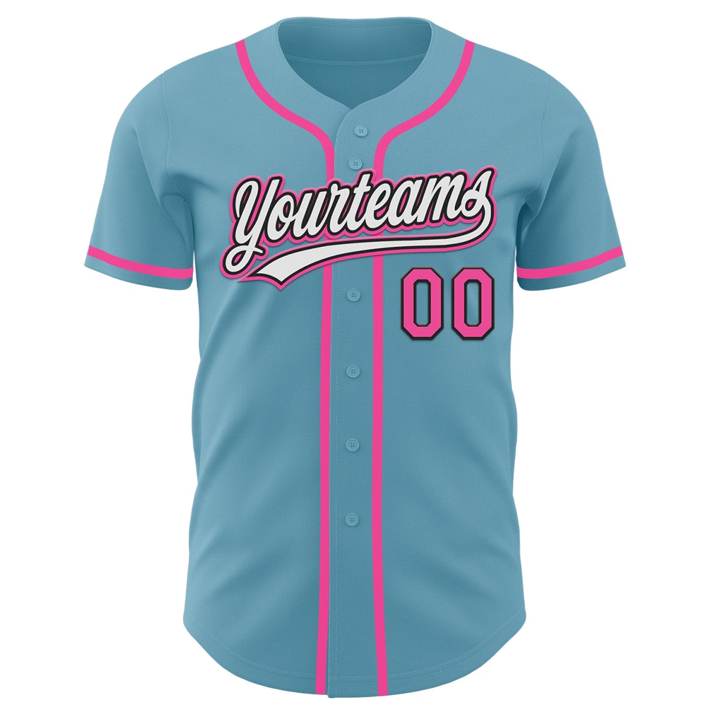 Custom Shadow Blue Pink-Black Authentic Baseball Jersey view 2