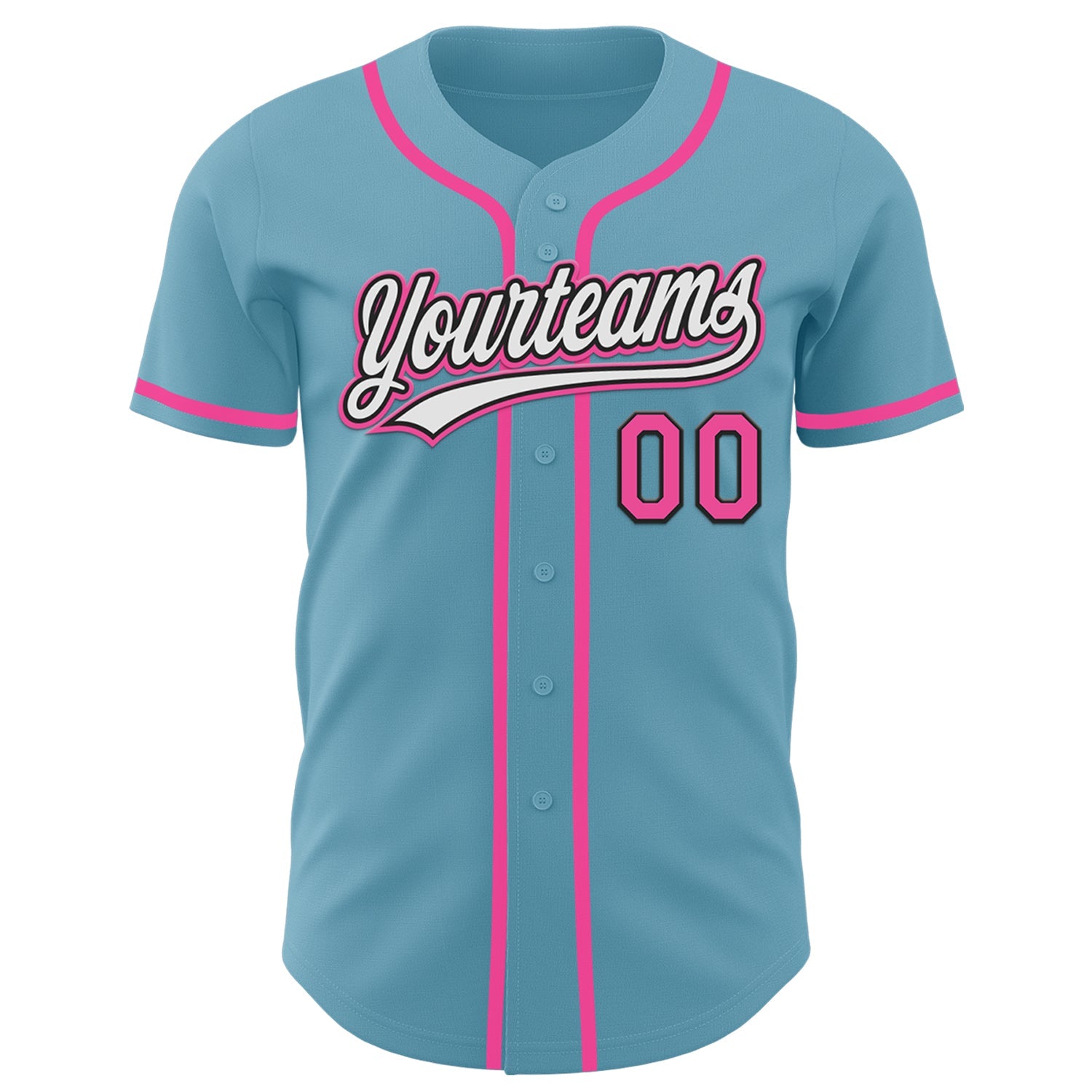 Custom Shadow Blue Pink-Black Authentic Baseball Jersey view 2
