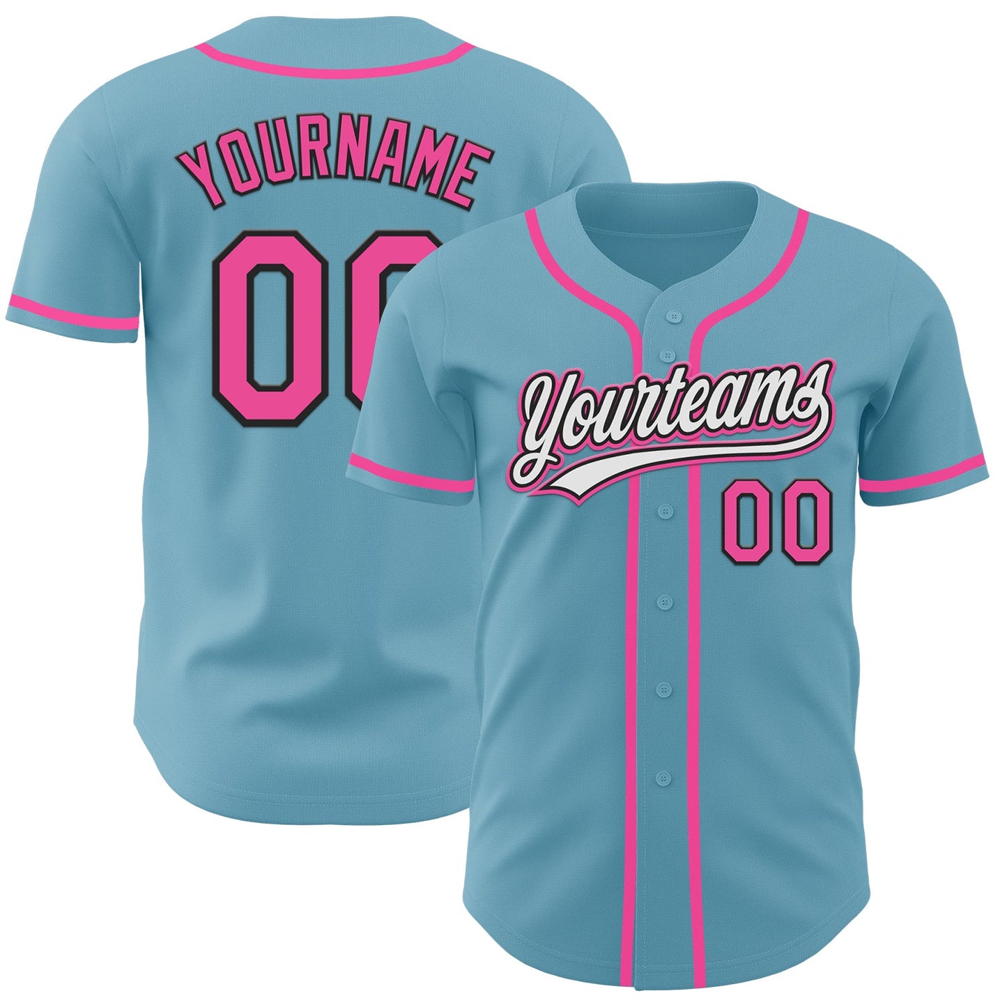 Custom Shadow Blue Pink-Black Authentic Baseball Jersey - Main View