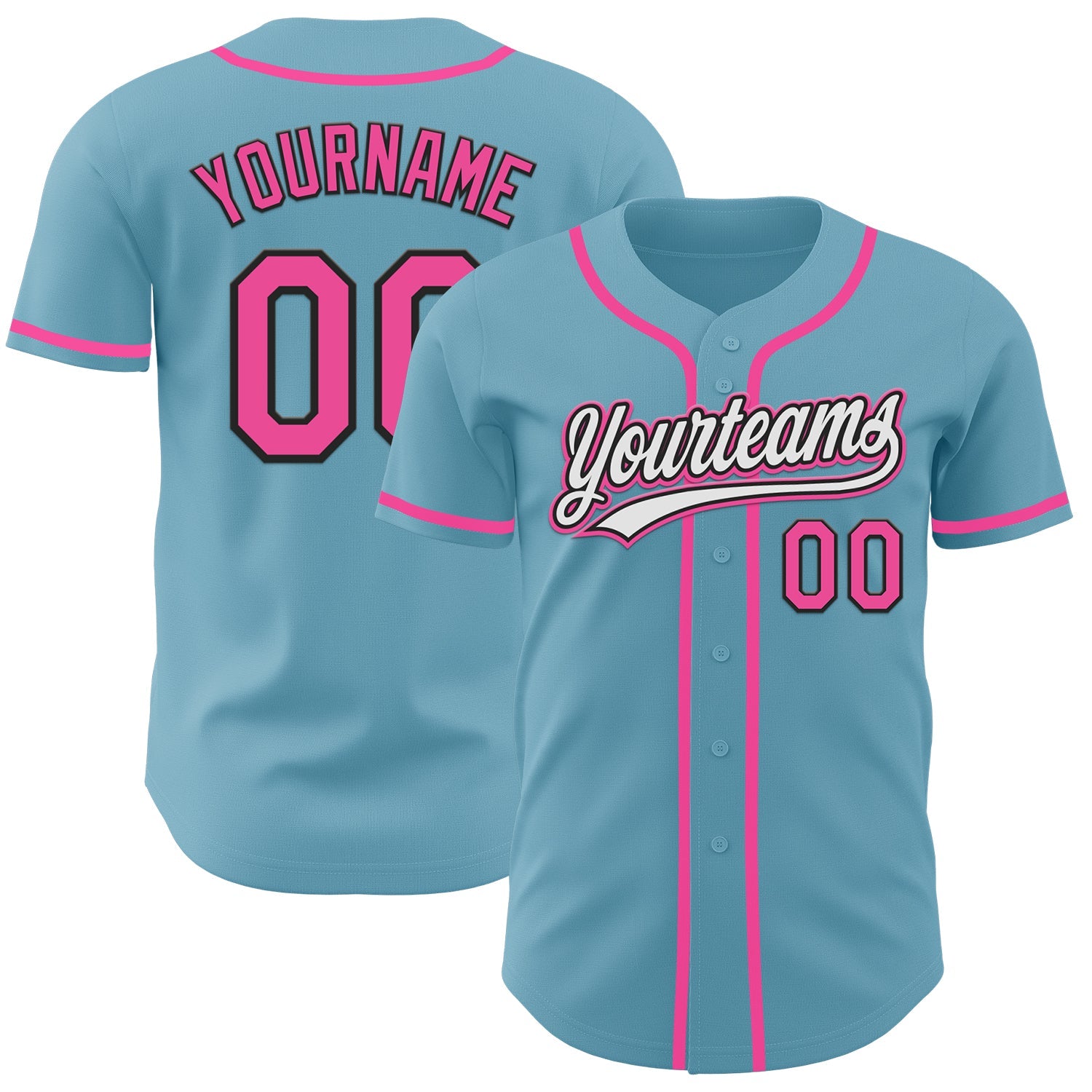 Custom Shadow Blue Pink-Black Authentic Baseball Jersey - Main View
