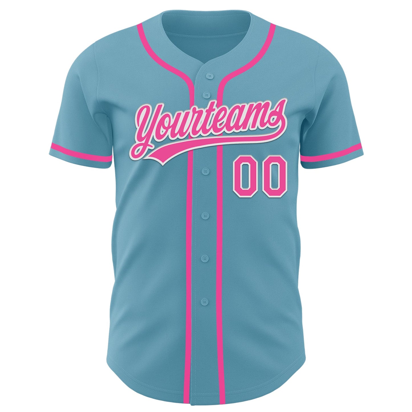 Custom Shadow Blue Pink-White Authentic Baseball Jersey view 2