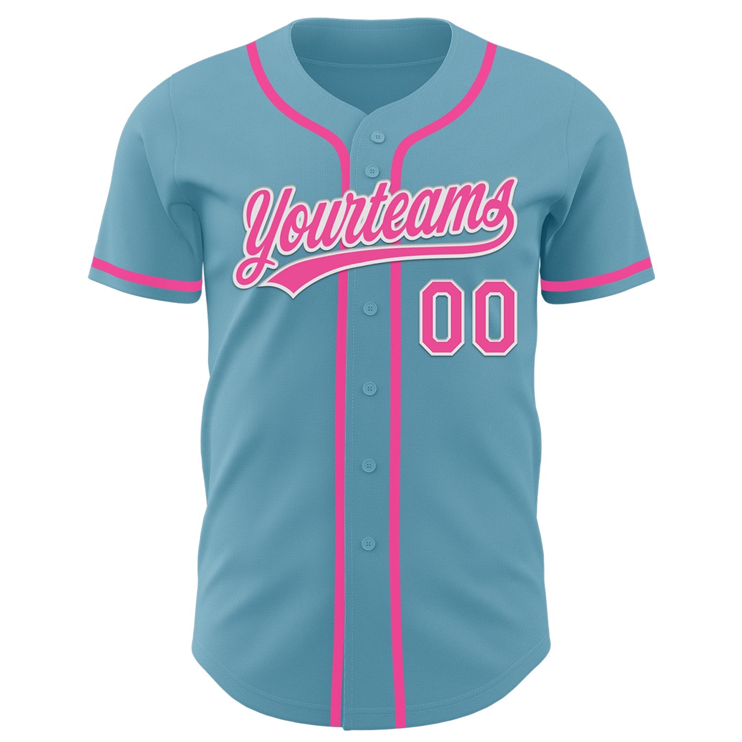 Custom Shadow Blue Pink-White Authentic Baseball Jersey view 2