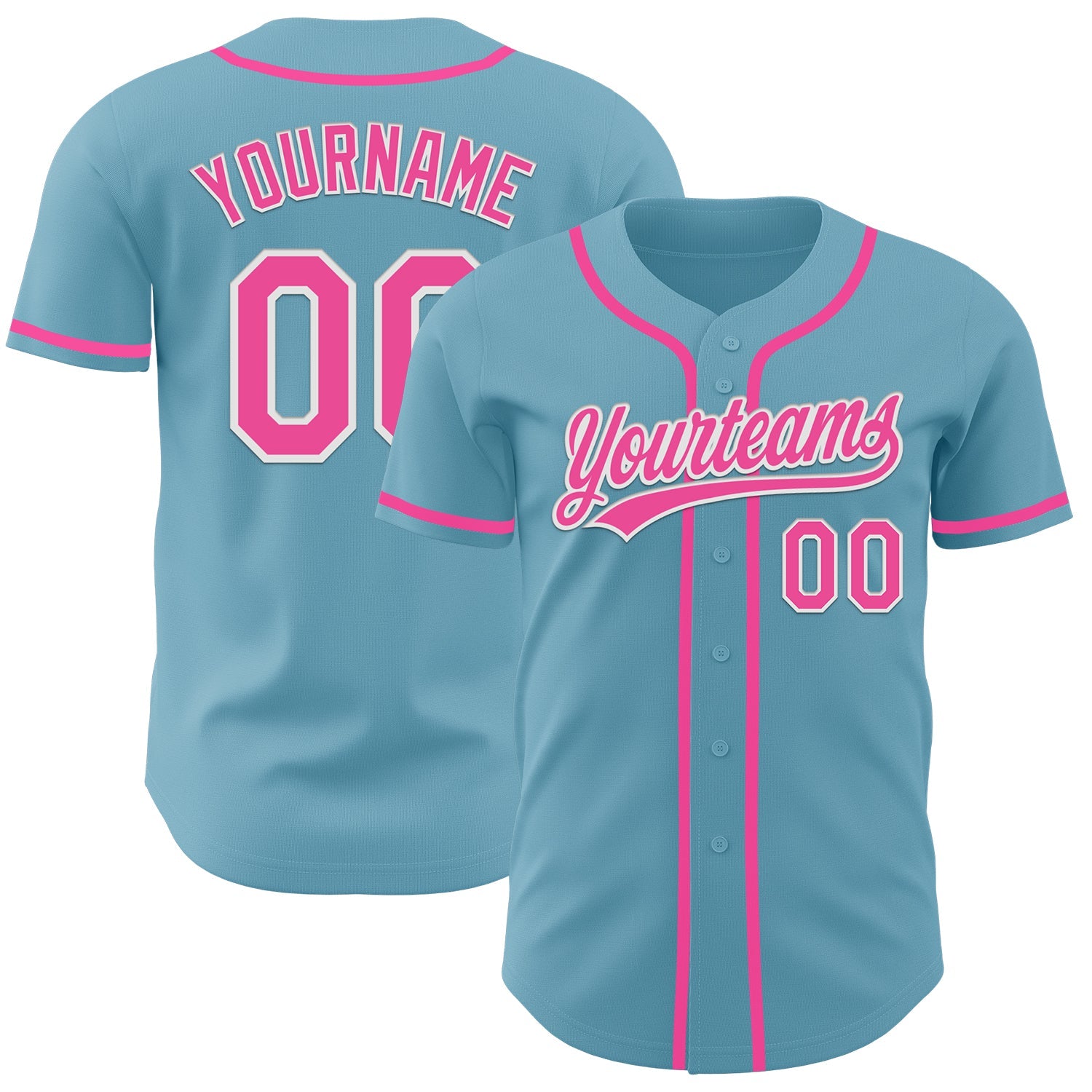 Custom Shadow Blue Pink-White Authentic Baseball Jersey - Main View
