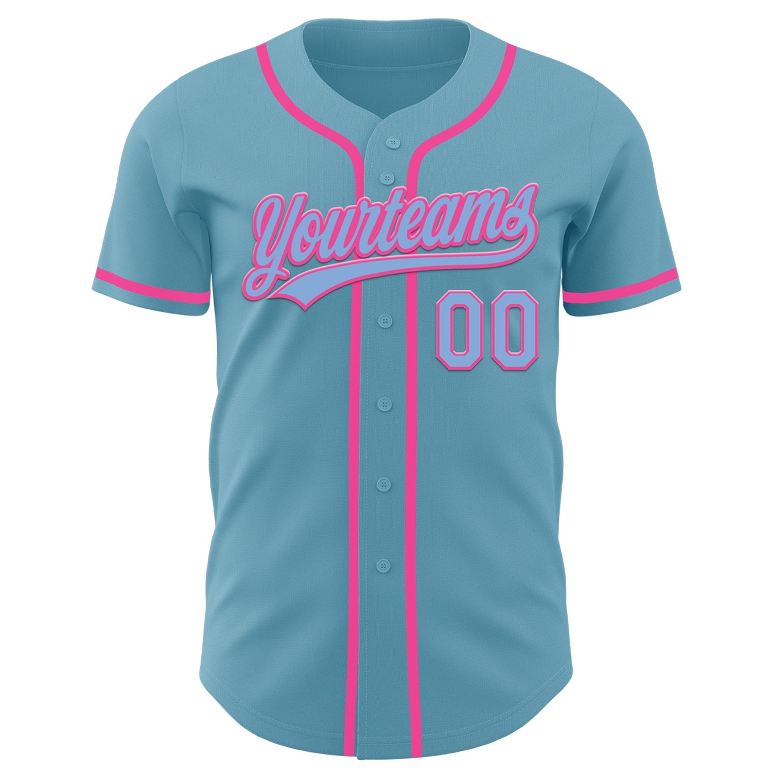 Custom Shadow Blue Light Blue-Pink Authentic Baseball Jersey view 2
