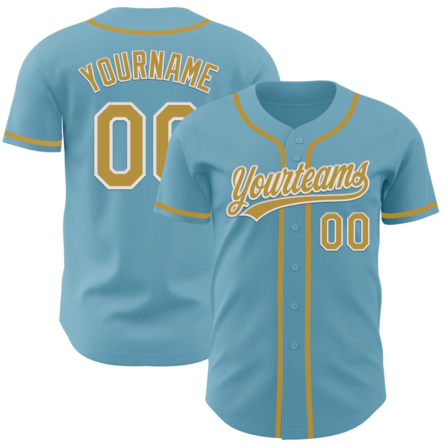 Custom Shadow Blue Old Gold-White Authentic Baseball Jersey - Main View