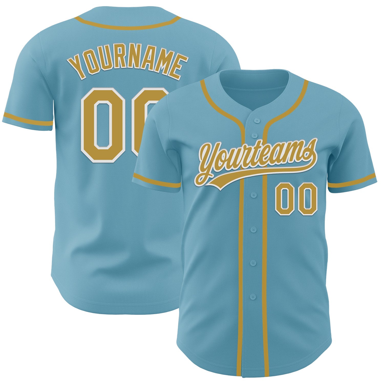 Custom Shadow Blue Old Gold-White Authentic Baseball Jersey - Main View