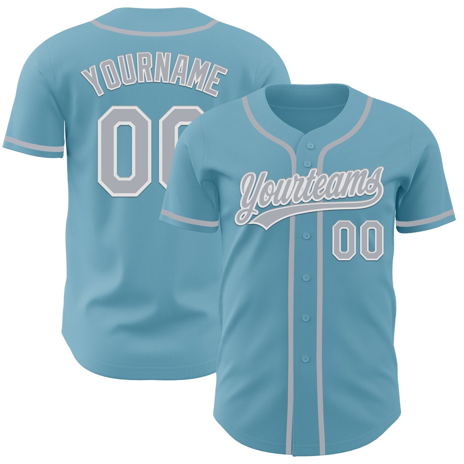 Custom Shadow Blue Gray-White Authentic Baseball Jersey - Main View