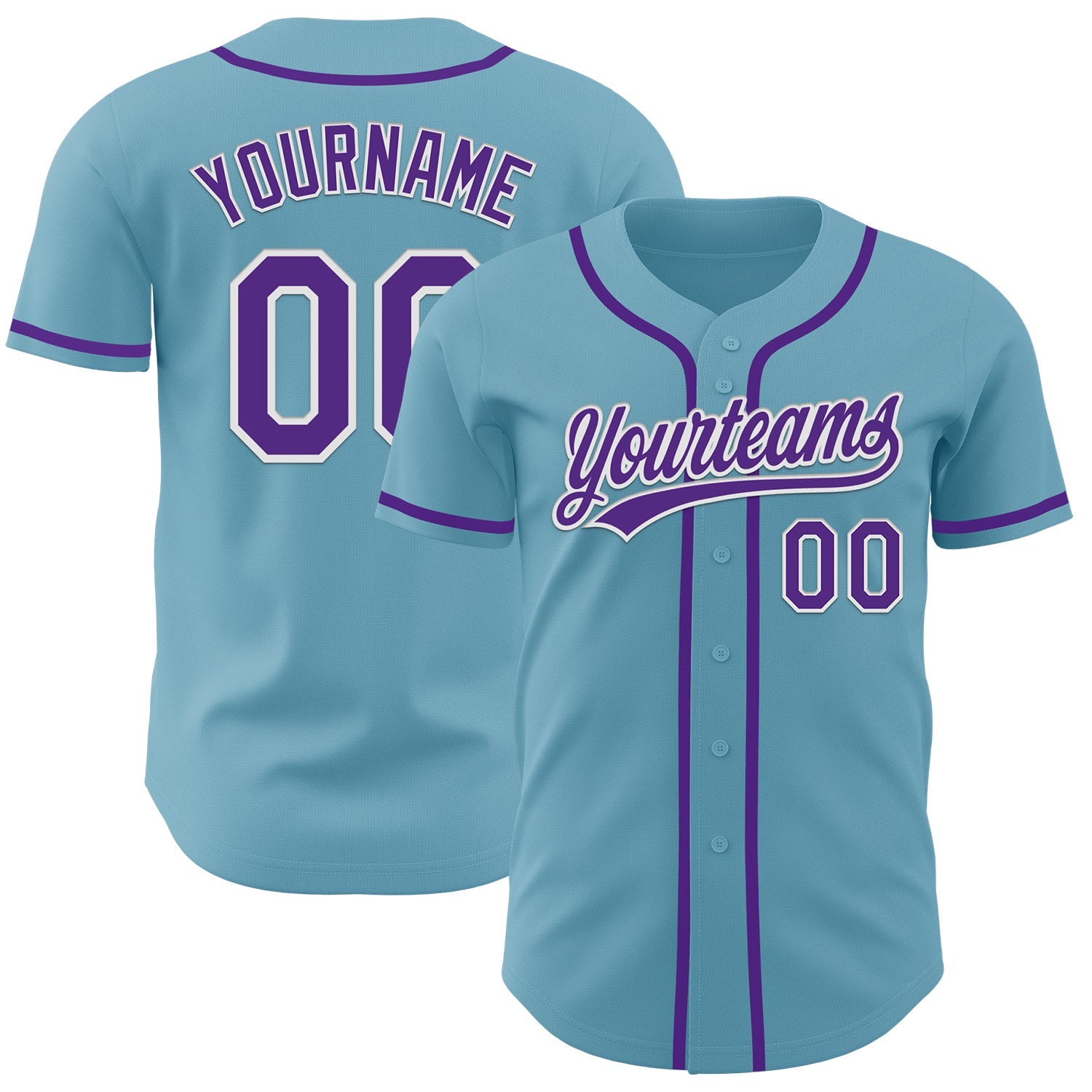 Custom Shadow Blue Purple-White Authentic Baseball Jersey - Main View