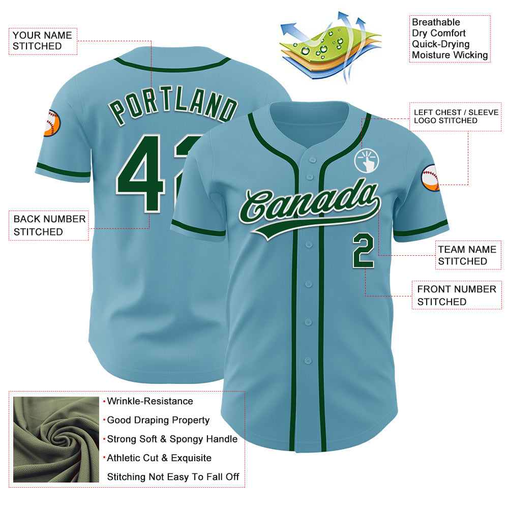 Custom Shadow Blue Green-White Authentic Baseball Jersey view 3
