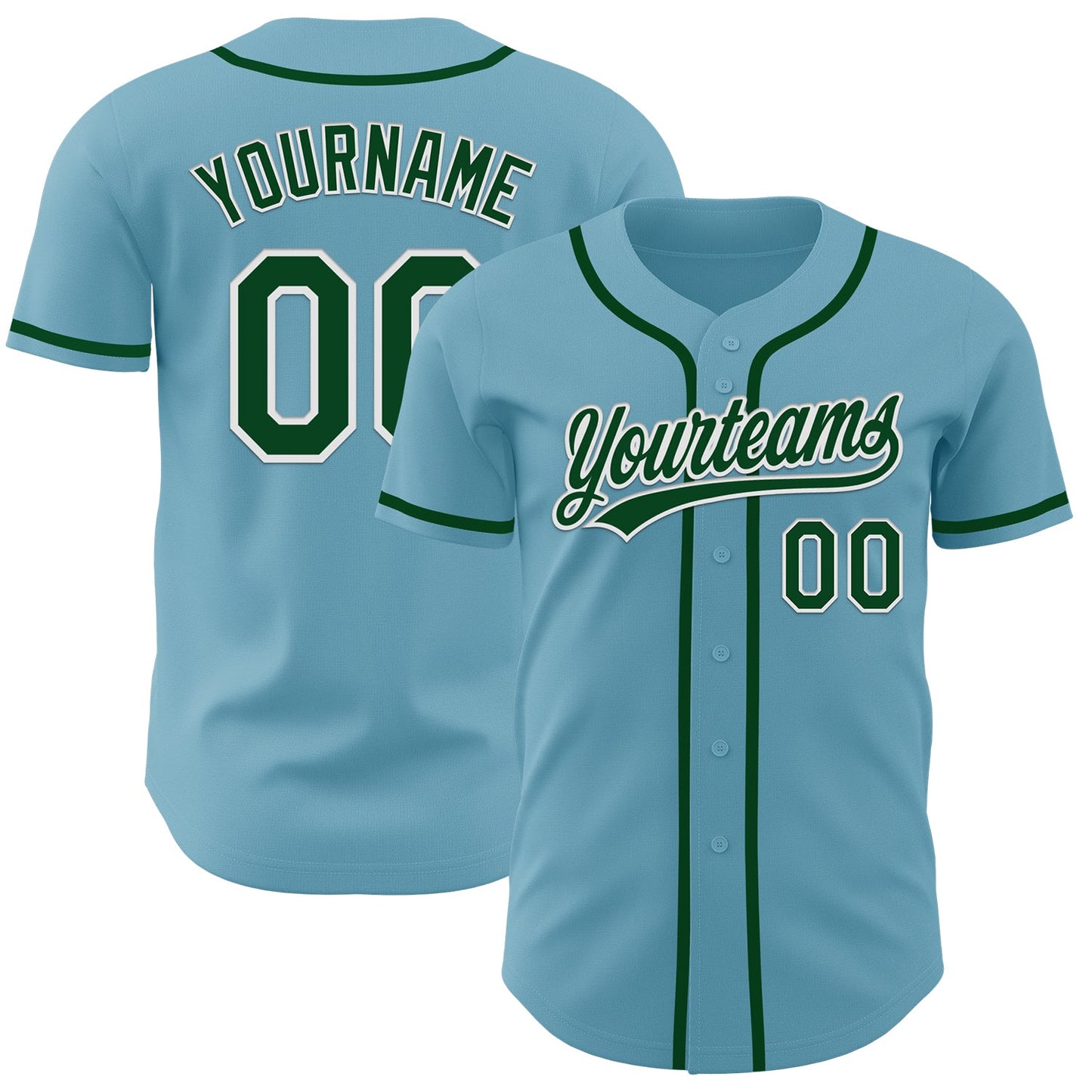 Custom Shadow Blue Green-White Authentic Baseball Jersey - Main View
