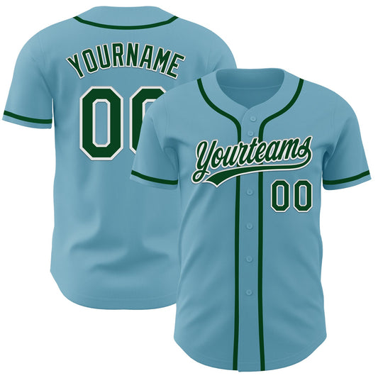 Custom Shadow Blue Green-White Authentic Baseball Jersey - Main View