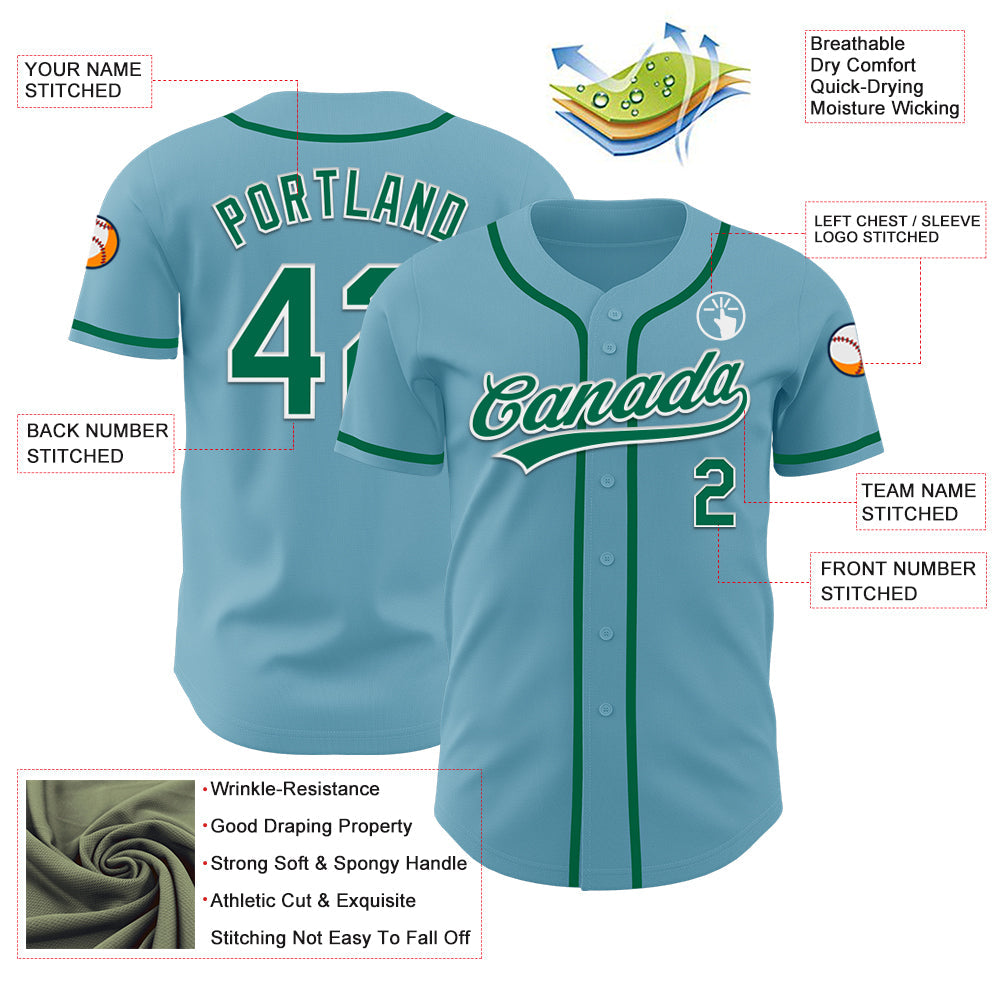 Custom Shadow Blue Kelly Green-White Authentic Baseball Jersey view 3