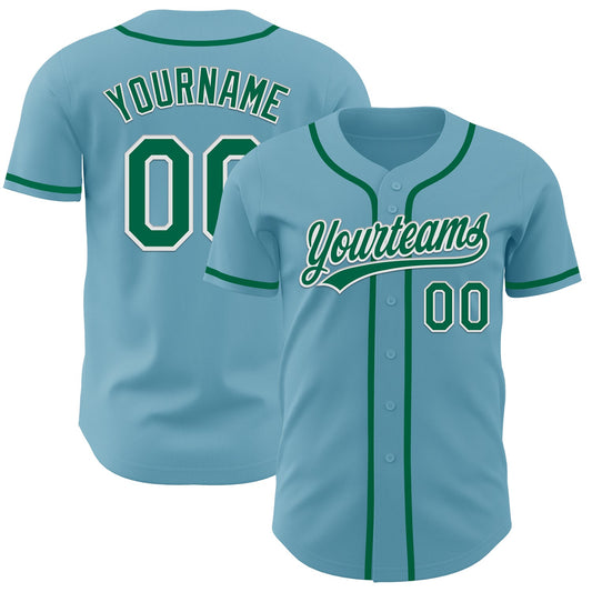 Custom Shadow Blue Kelly Green-White Authentic Baseball Jersey - Main View