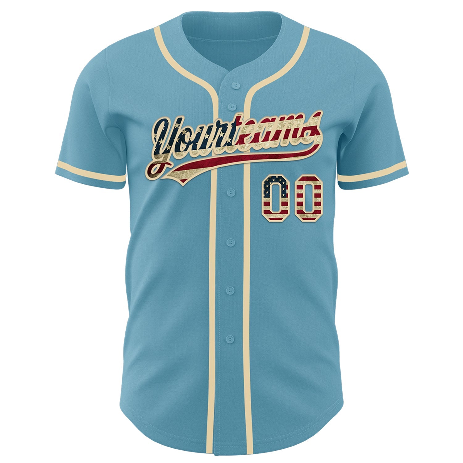 Custom Shadow Blue Vintage USA Flag-Cream Authentic Baseball Jersey view 2