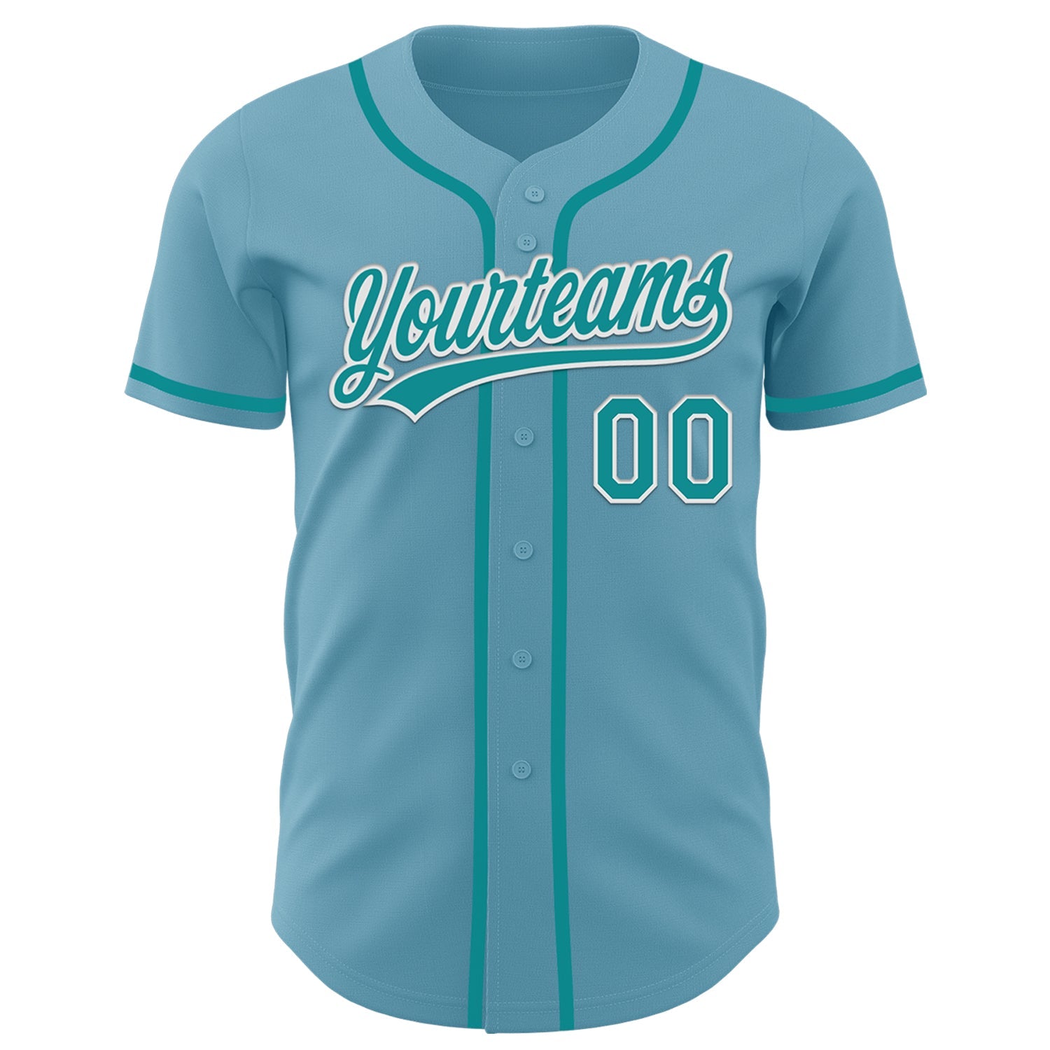 Custom Shadow Blue Teal-White Authentic Baseball Jersey view 2