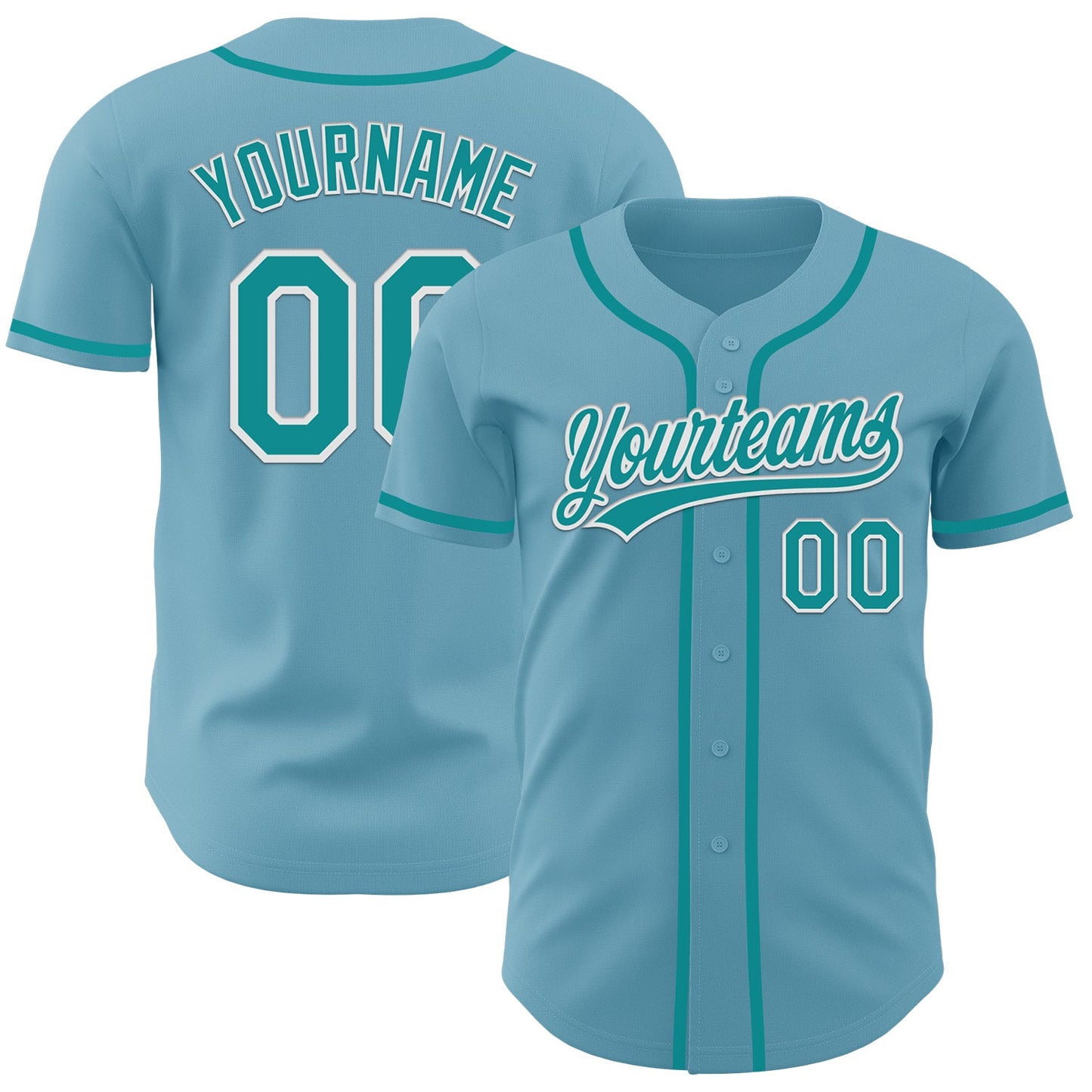 Custom Shadow Blue Teal-White Authentic Baseball Jersey - Main View