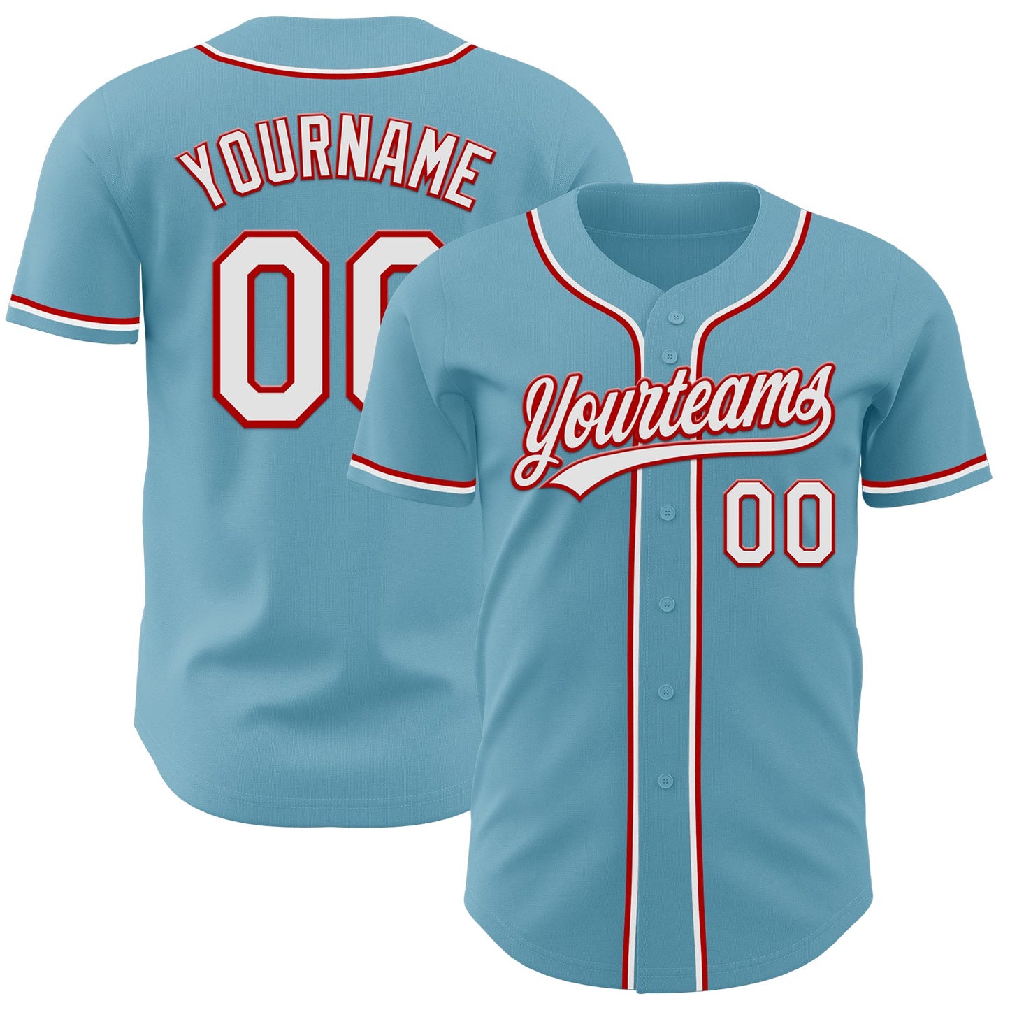 Custom Shadow Blue White-Red Authentic Baseball Jersey - Main View