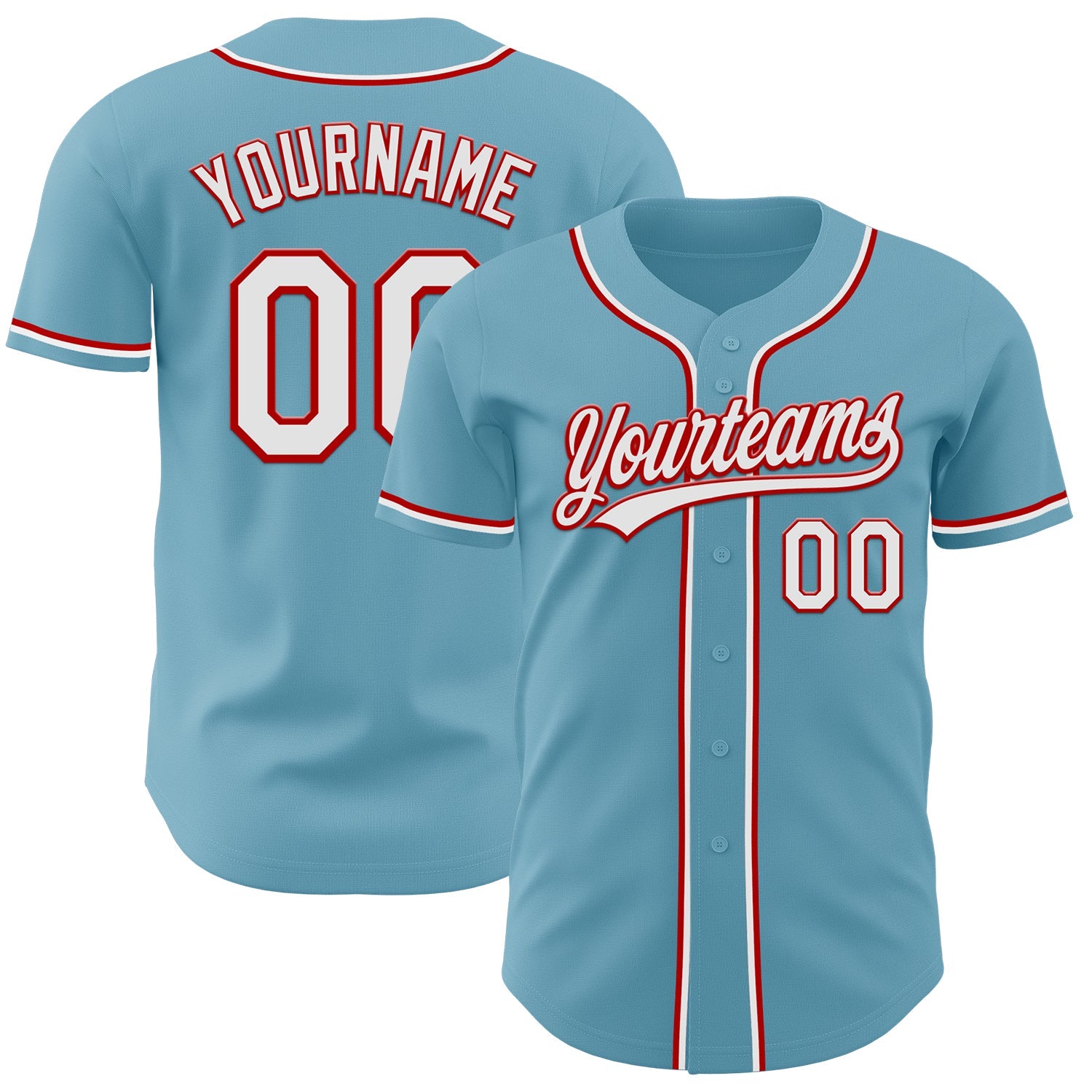 Custom Shadow Blue White-Red Authentic Baseball Jersey - Main View