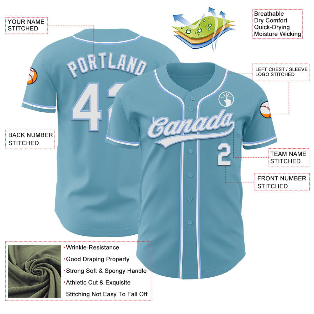 Custom Shadow Blue White-Light Blue Authentic Baseball Jersey view 3