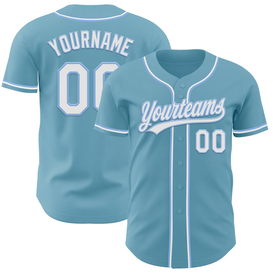 Custom Shadow Blue White-Light Blue Authentic Baseball Jersey - Main View