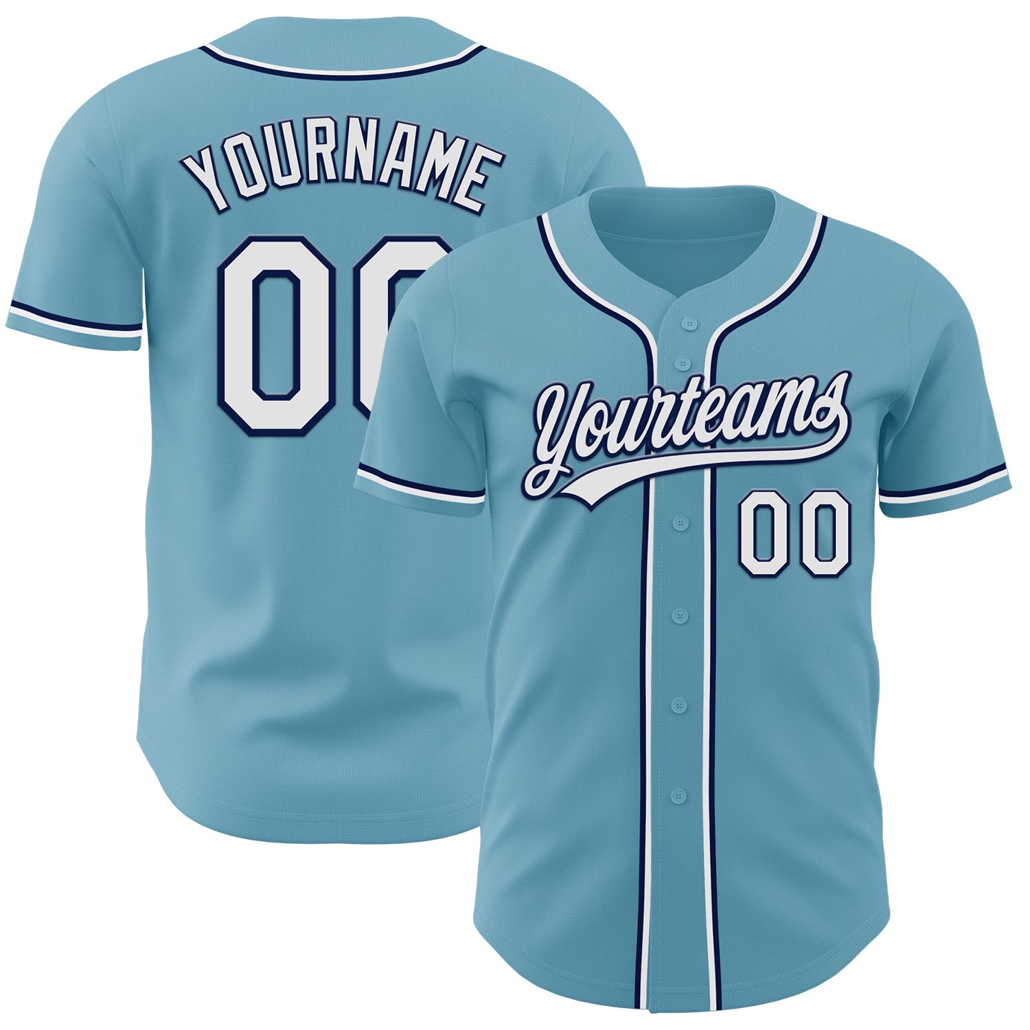Custom Shadow Blue White-Navy Authentic Baseball Jersey - Main View