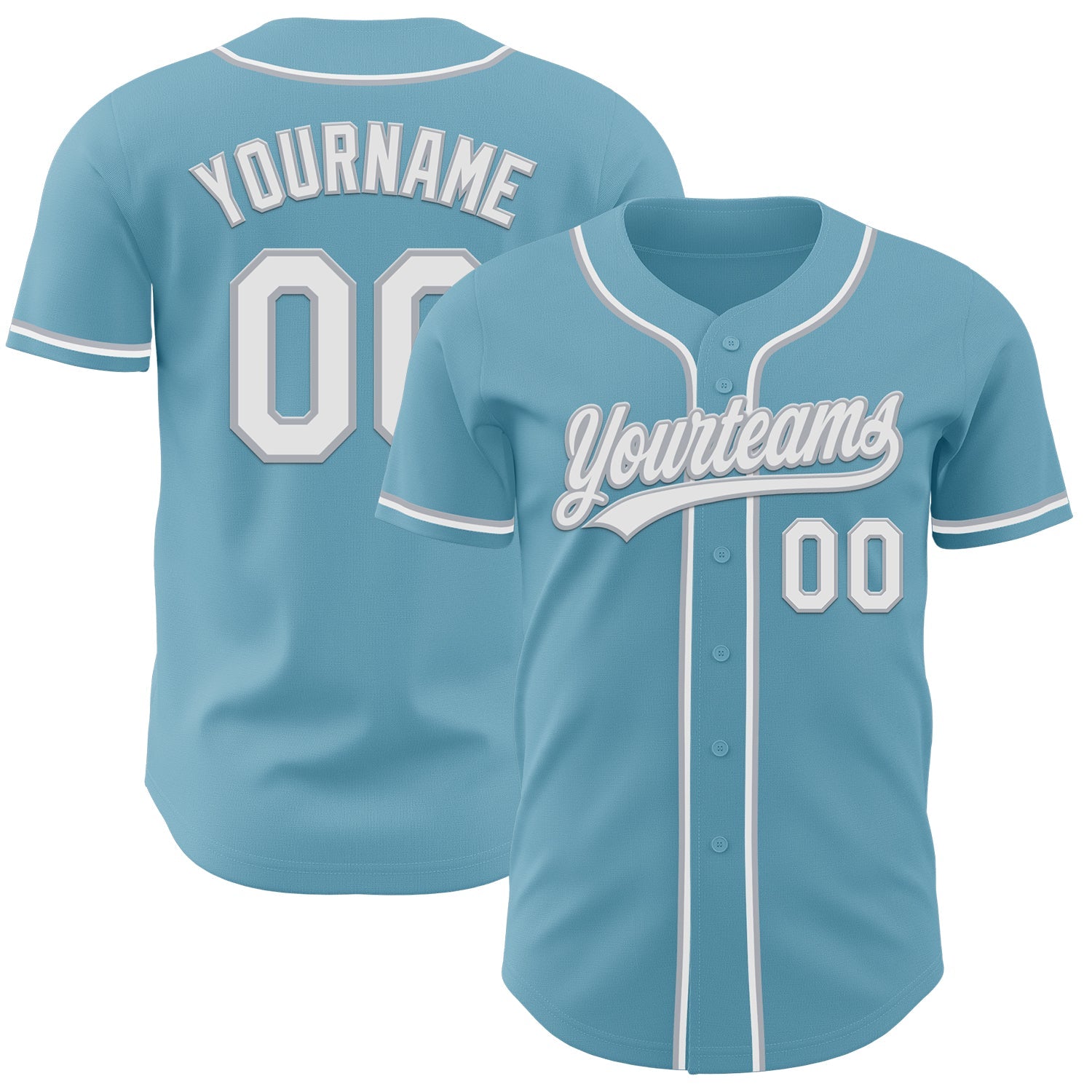 Custom Shadow Blue White-Gray Authentic Baseball Jersey - Main View