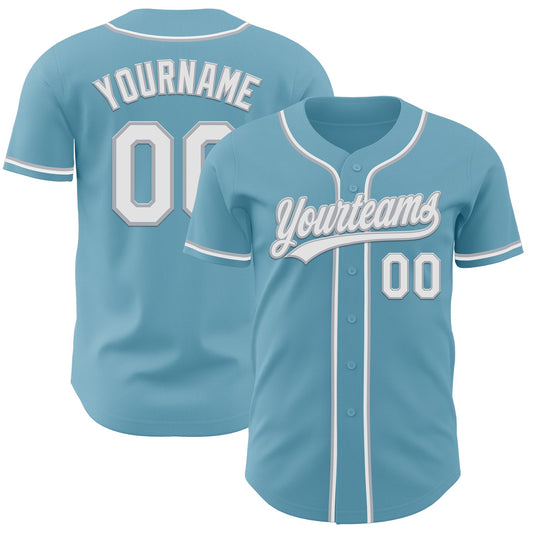 Custom Shadow Blue White-Gray Authentic Baseball Jersey - Main View