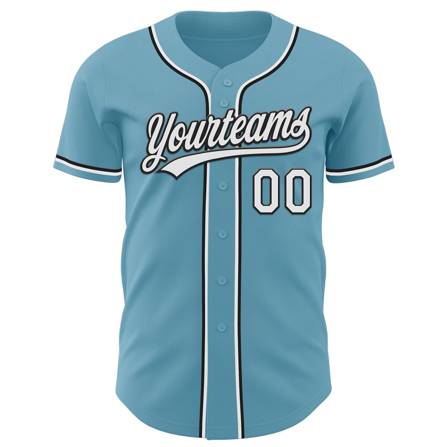 Custom Shadow Blue White-Black Authentic Baseball Jersey view 2