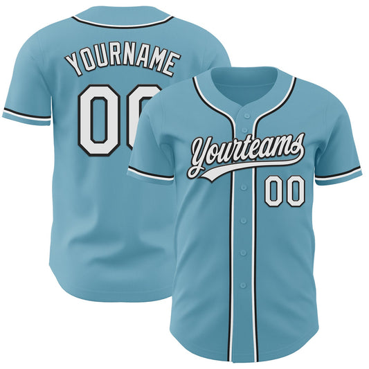 Custom Shadow Blue White-Black Authentic Baseball Jersey - Main View