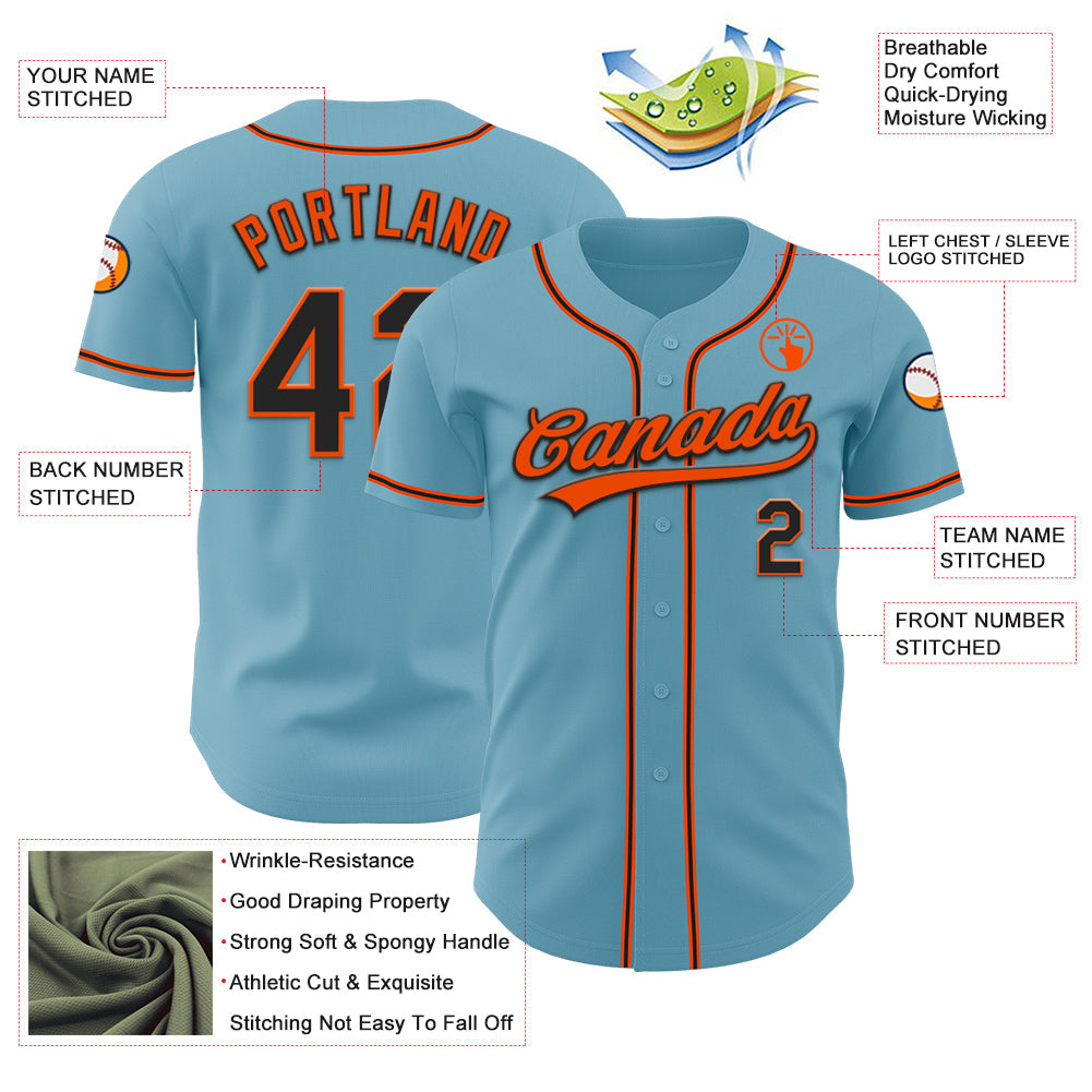 Custom Shadow Blue Black-Orange Authentic Baseball Jersey view 3