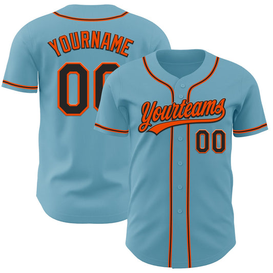 Custom Shadow Blue Black-Orange Authentic Baseball Jersey - Main View