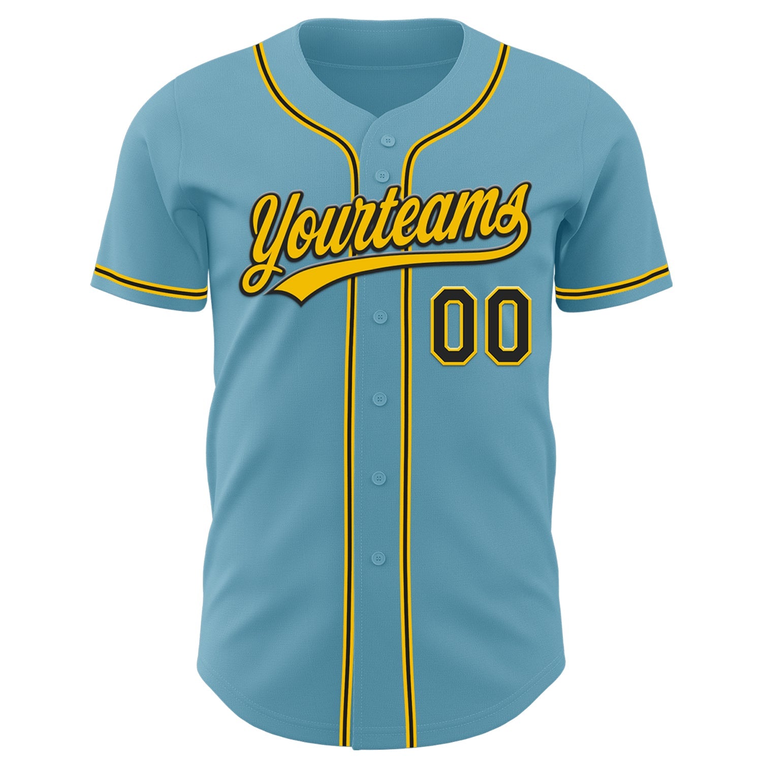 Custom Shadow Blue Black-Yellow Authentic Baseball Jersey view 2