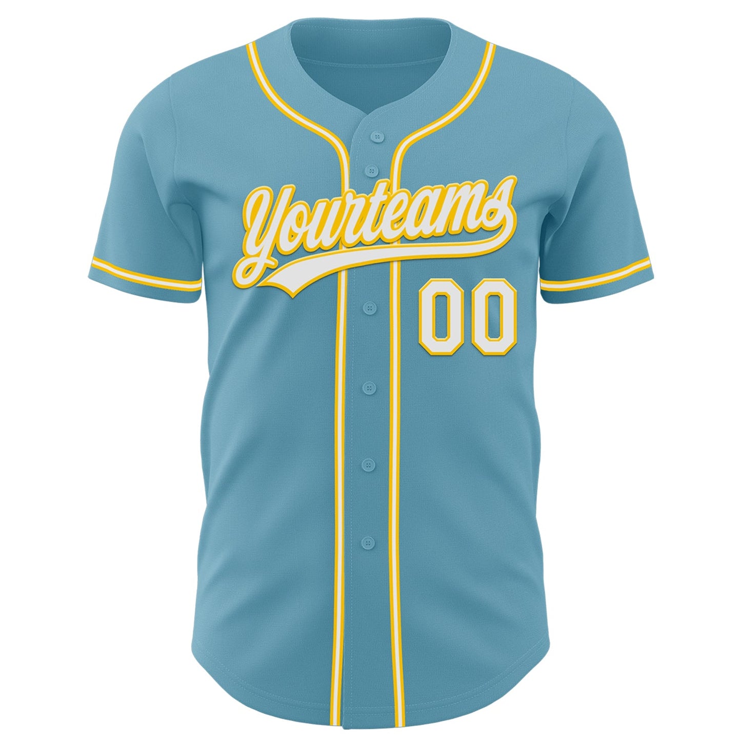 Custom Shadow Blue White-Yellow Authentic Baseball Jersey view 2