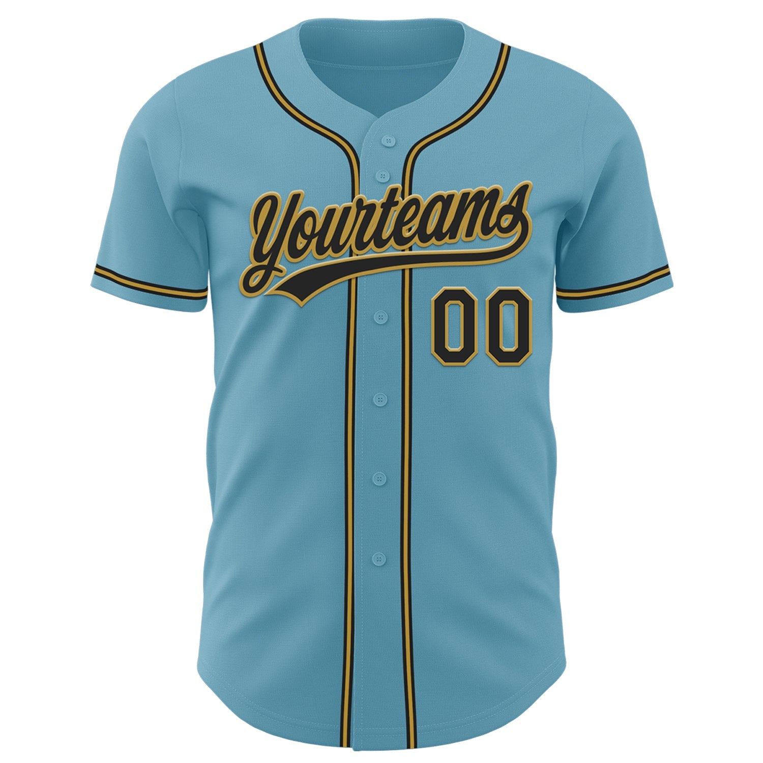 Custom Shadow Blue Black-Old Gold Authentic Baseball Jersey view 2