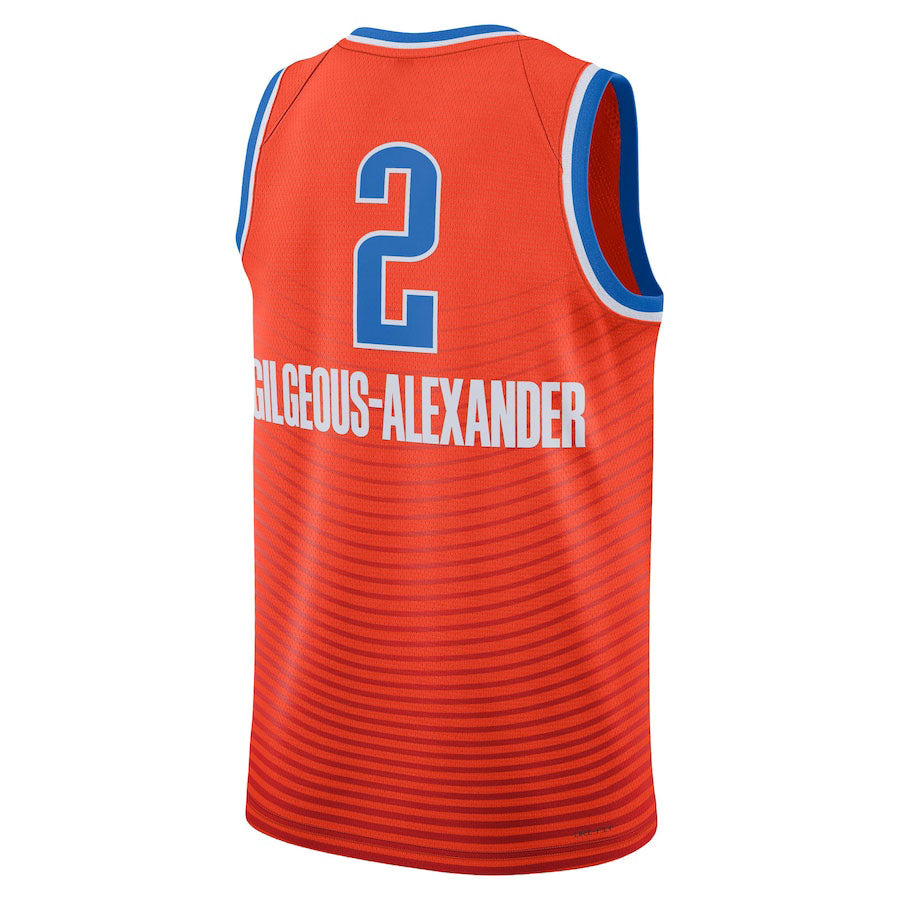 OC.Thunder #2 Shai Gilgeous-Alexander Jordan Brand 2022-23 Statement Edition Swingman Jersey Orange Stitched American Basketball Jersey - Main View