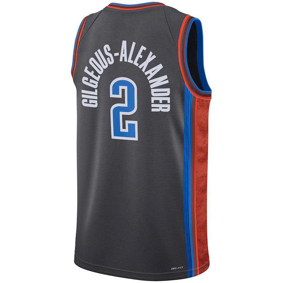 OC.Thunder #2 Shai Gilgeous-Alexander Unisex 2022-23 Swingman Jersey City Edition Gray Stitched American Basketball Jersey - Main View