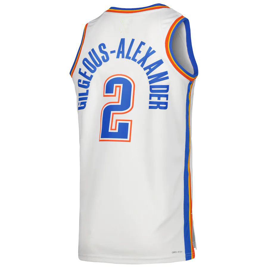 OC.Thunder #2 Shai Gilgeous-Alexander Unisex 2022-23 Swingman Jersey White Association Edition American Basketball Jersey - Main View