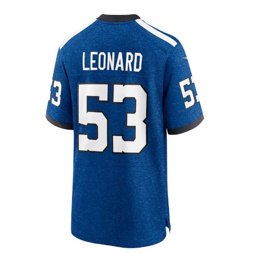 IN.Colts #53 Shaquille Leonard Indiana Nights Alternate Game Jersey - Royal Stitched American Football Jerseys - Main View
