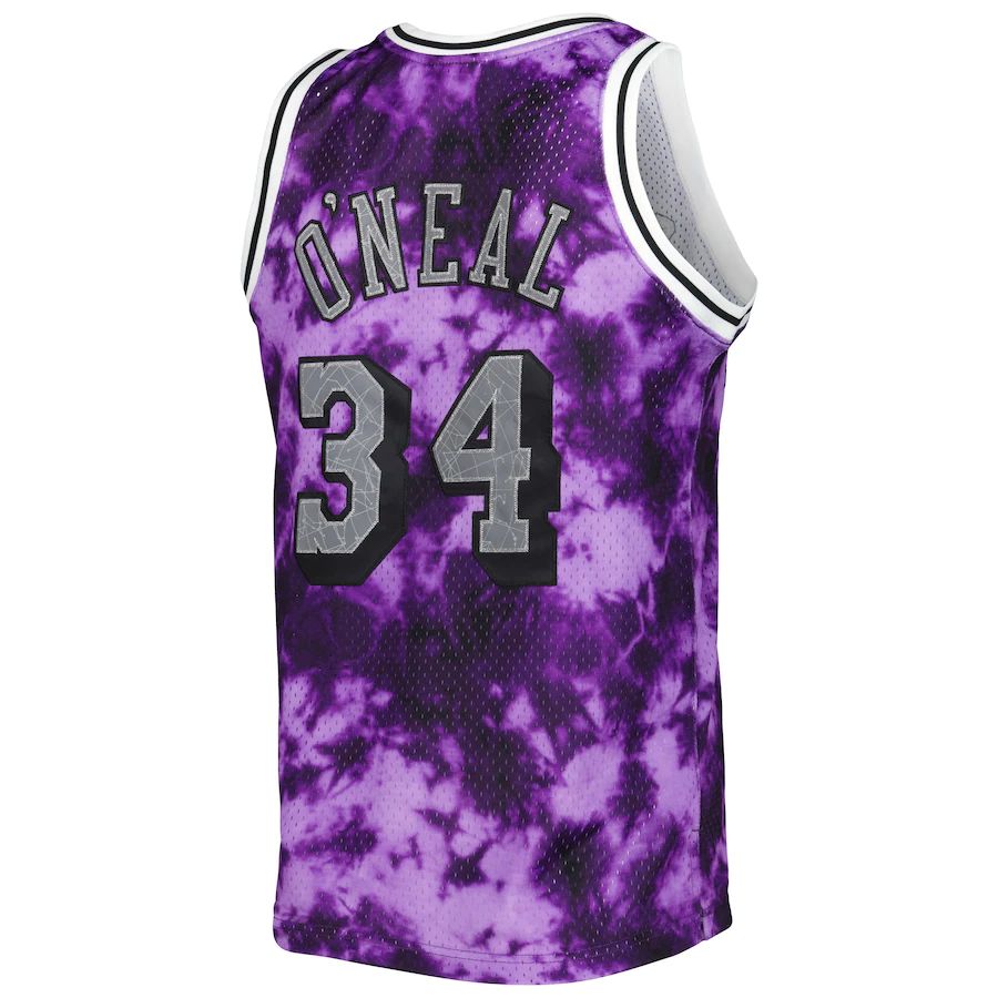 LA.Lakers #34 Shaquille O'Neal  Mitchell & Ness 1996-97 Galaxy Swingman Jersey Purple Stitched American Basketball Jersey - Main View