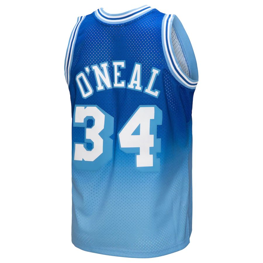 LA.Lakers #34 Shaquille O'Neal Mitchell & Ness 1996-97 Hardwood Classics Fadeaway Swingman Player Jersey  Light Blue Stitched American Basketball Jersey - Main View