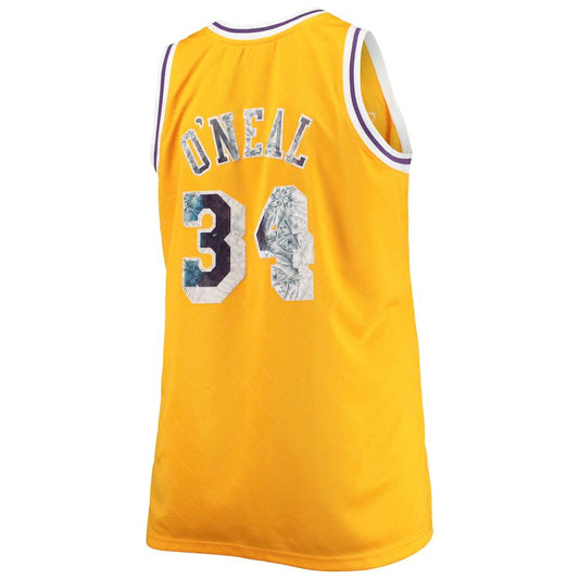 LA.Lakers #34 Shaquille O'Neal Mitchell & Ness Big & Tall 1996-97 75th Anniversary Diamond Swingman Jersey Gold Stitched American Basketball Jersey - Main View
