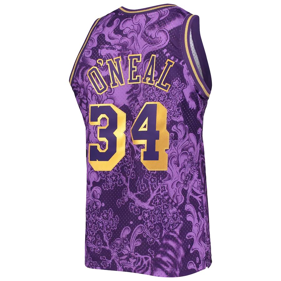 LA.Lakers #34 Shaquille O'Neal Mitchell & Ness Hardwood Classics 1996-97 Lunar New Year Swingman Jersey Purple Stitched American Basketball Jersey - Main View