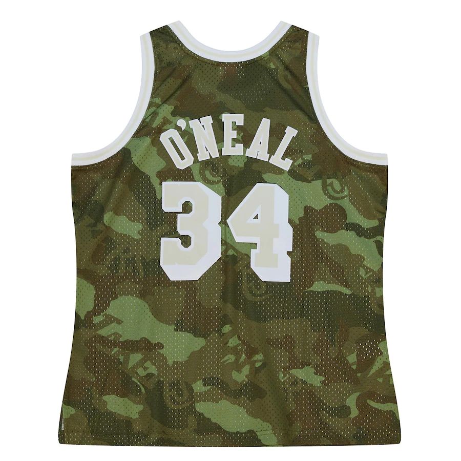 LA.Lakers #34 Shaquille O'Neal Mitchell & Ness Unisex Hardwood Classics 1996-97 Ghost Green Swingman Jersey Camo Stitched American Basketball Jersey - Main View