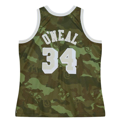 LA.Lakers #34 Shaquille O'Neal Mitchell & Ness Unisex Hardwood Classics 1996-97 Ghost Green Swingman Jersey Camo Stitched American Basketball Jersey - Main View